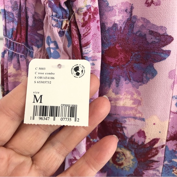 NWT Free People Floral Tie front Blouse - Picture 14 of 16